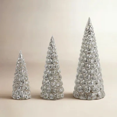 3 Piece Embossed Mercury Glass Tree Set | Wayfair North America