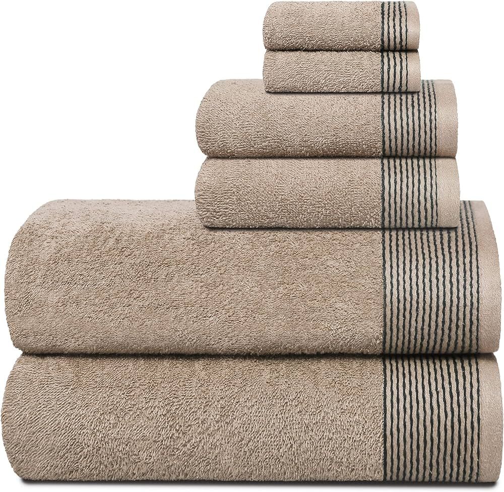 BELIZZI HOME 100% Cotton Ultra Soft 6 Pack Towel Set, Contains 2 Bath Towels 28x55 inchs, 2 Hand ... | Amazon (US)