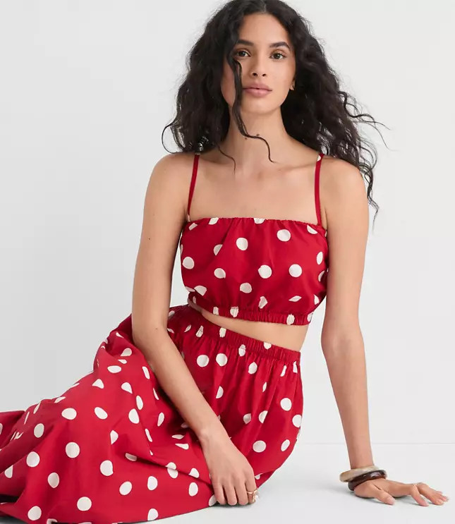 LOFT Beach Polka Dot Poplin Bubble Bandeau Top | LOFT