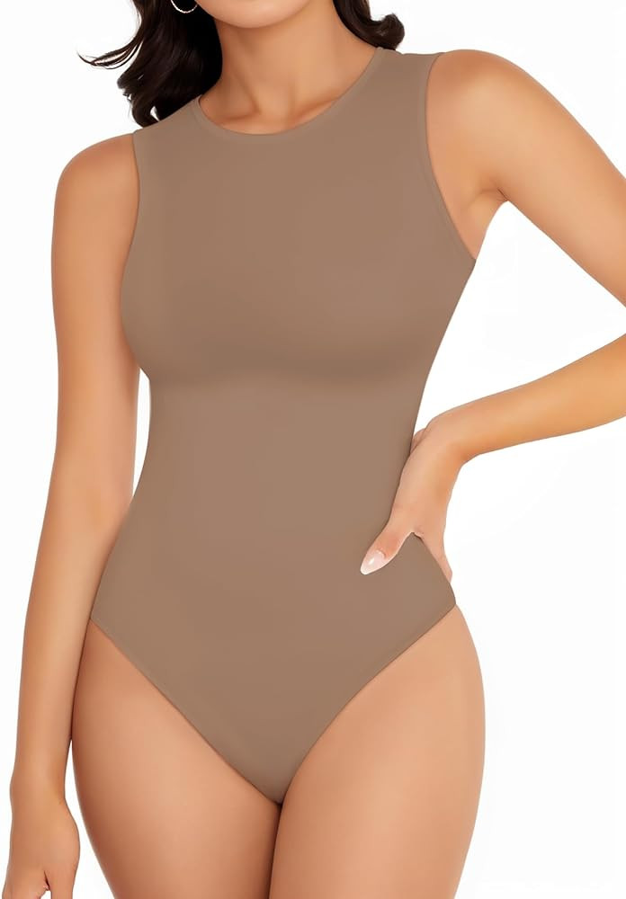 YOGINGO Women's Crew Neck Sleeveless Bodysuits Racerback Halter Tank Top Body Suits for Womens Se... | Amazon (US)