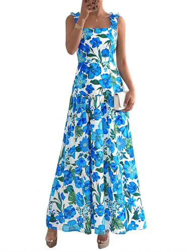 BTFBM Dresses for Women Summer 2026 Formal Sleeveless Smocked Floral Long Wedding Guest Dress Par... | Amazon (US)