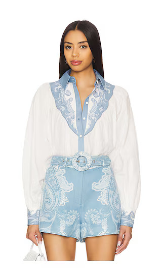 Yoke Shirt in Blue Ivory | Revolve Clothing (Global)