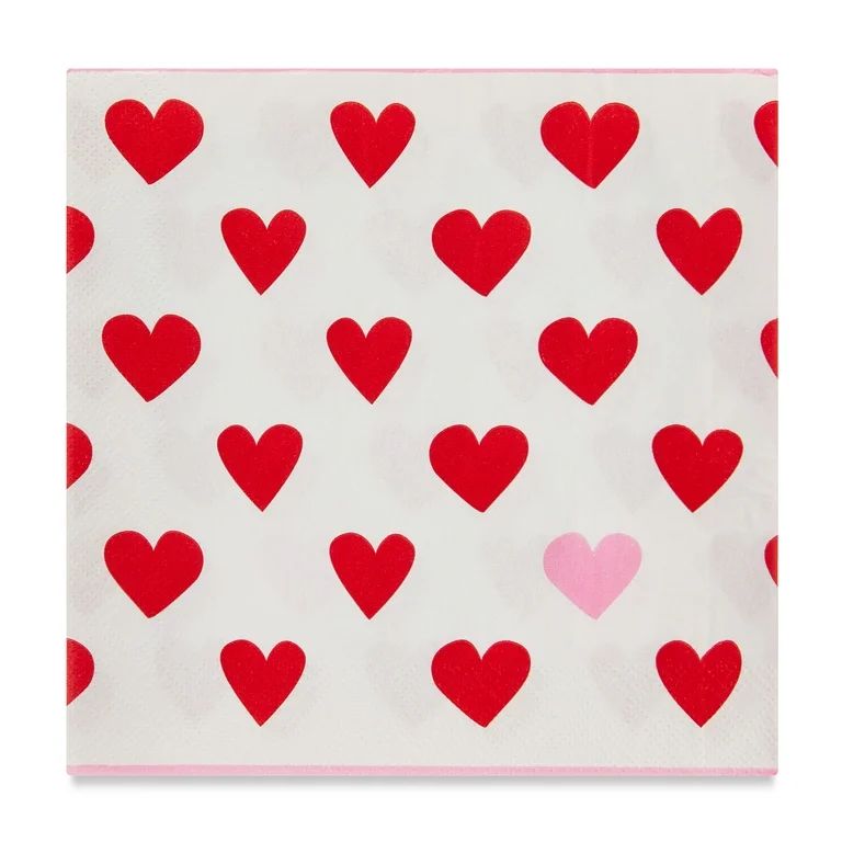 Valentine's Day Romantic Hearts Napkins, 6", 16 Count, by Way To Celebrate - Walmart.com | Walmart (US)