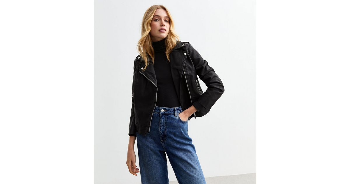 Black Leather-Look Biker Jacket
						
						Add to Saved Items
						Remove from Saved Items | New Look (UK)