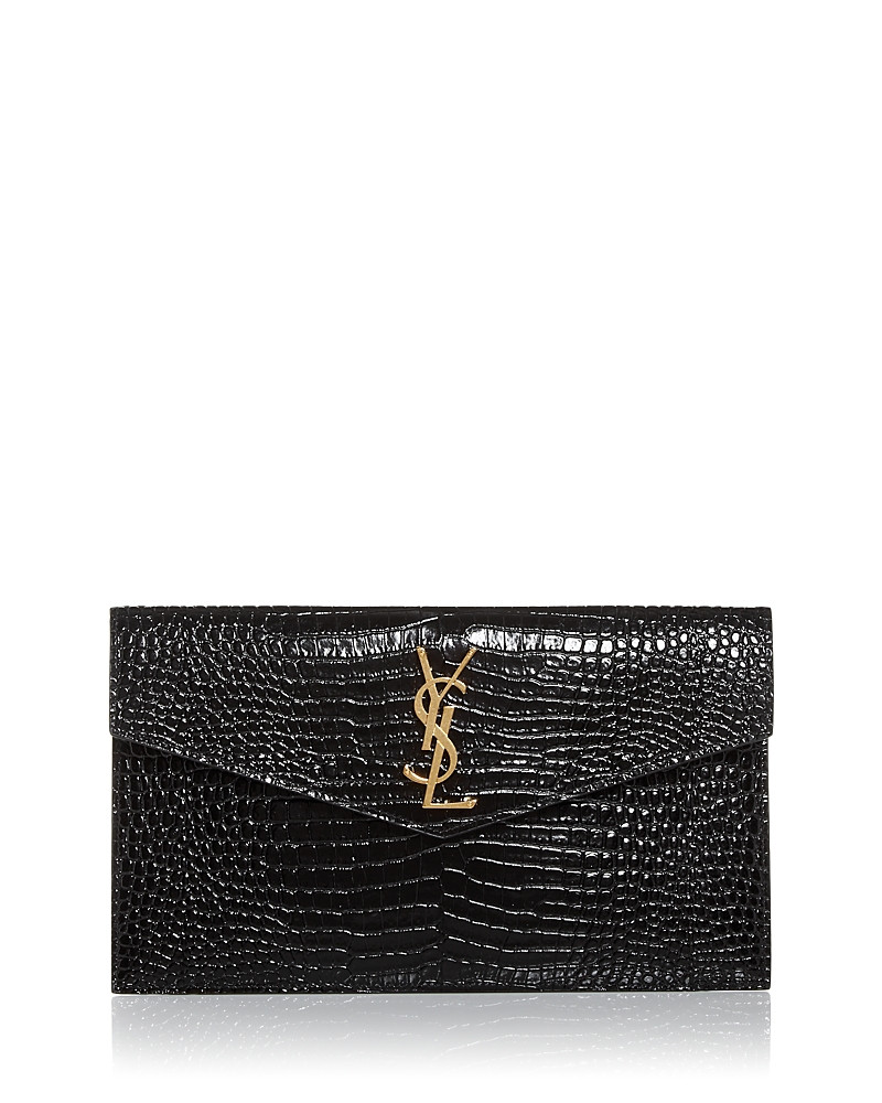Saint Laurent Uptown Clutch in Croc-Embossed Leather | Bloomingdale's (US)