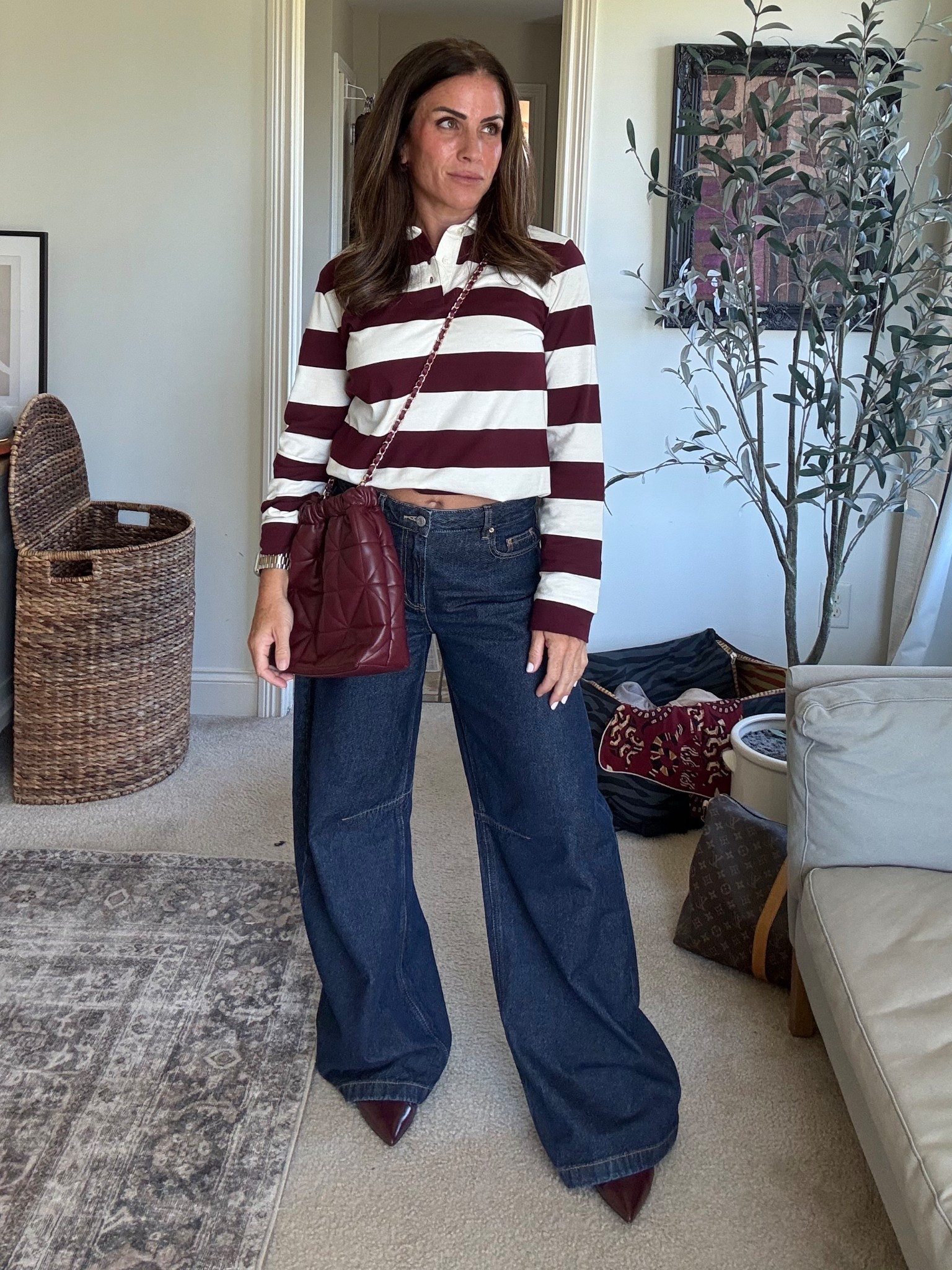 Rugby tee + barrel jeans. Jean are TTS and run long. Shirt is a kids XXL and I’m usually a small. 

#LTKOver40 #LTKFindsUnder50 #LTKSaleAlert