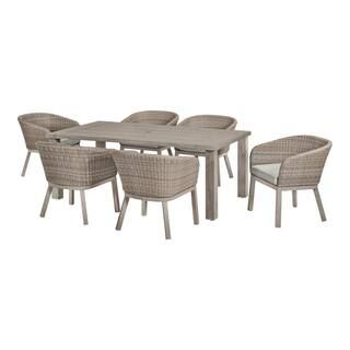 Home Decorators Collection Odenhall Aluminum 7-Piece Wicker Outdoor Dining Set with Performance A... | The Home Depot