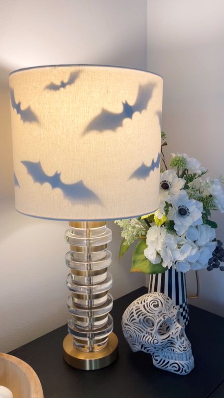 Bat lampshade! 🦇💡💀 This is the easiest and quickest DIY ever! Use double sided tape to attach your bats to the inside of your lampshade and that’s it! Enjoy the spooky vibes at night when you turn on your table lamps! These wall bats are currently on sale! Easy Halloween decor ideas

#LTKSeasonal #LTKHalloween #LTKhome