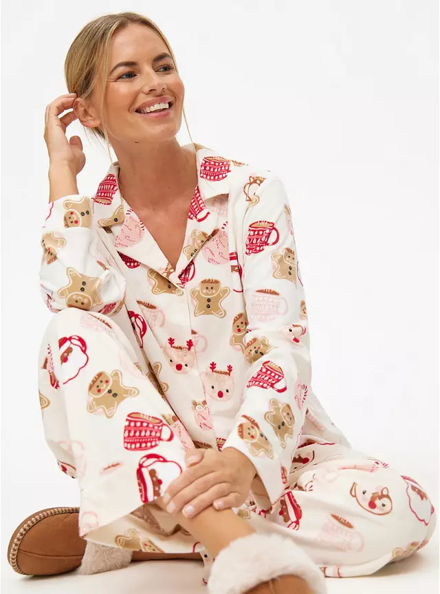 Buy Christmas Coffee Cup Traditional Fleece Pyjamas XL | Pyjamas | Tu | Tu Clothing