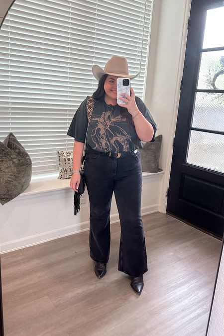 Western outfit. Country concert outfit. Rodeo outfit. Rodeo Houston. Western tee. Western t shirt. Flare jeans. Western booties

Hat is custom from The Hat Store!

#LTKSeasonal #LTKstyletip #LTKfindsunder100