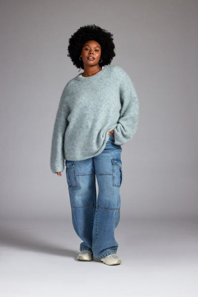 Oversized fluffy jumper - Light blue melange - Ladies | H&M US | H&M (US + CA)