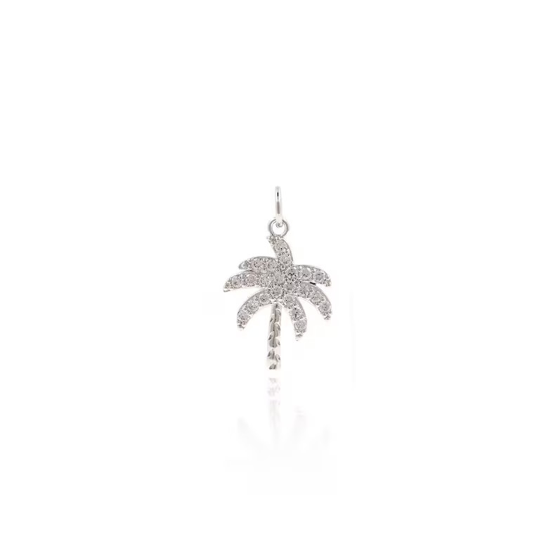 18K Gold Filled Palm Tree Pendant,cz Micro Pave Palm Tree Charm Earrings Necklace for DIY Jewelry... | Etsy (US)