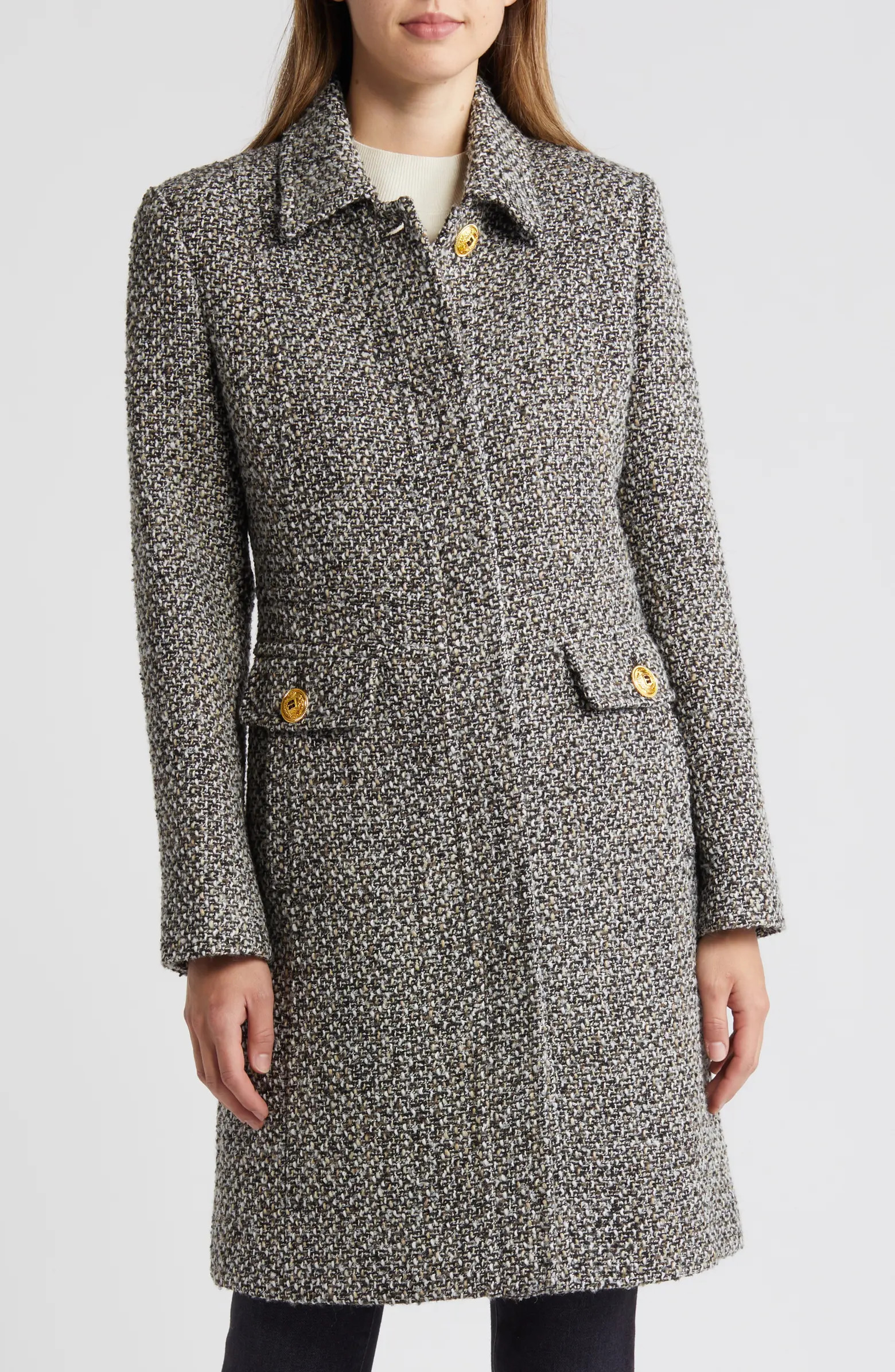Sam Edelman Single Breasted Tweed Coat | Nordstrom | Nordstrom