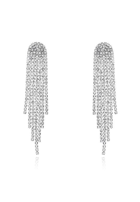 Luxval Rhinestone Earrings Dangling for Women Sparkly Silver Dangle Earrings Girls Long Chandelie... | Amazon (US)