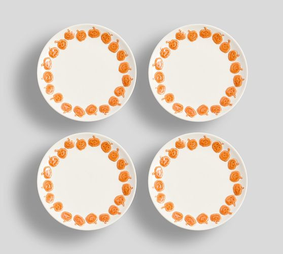 Jack-O'-Lantern Whimsy Stoneware Appetizer Plates - Set of 4 | Pottery Barn (US)