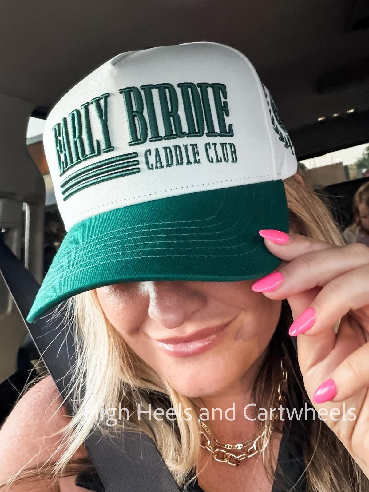 I’m not much of a golfer… More of a golf cart passenger princess. 😂This hat was too cute to resist. I wore it to my sweet friend’s Masters party last weekend. ￼