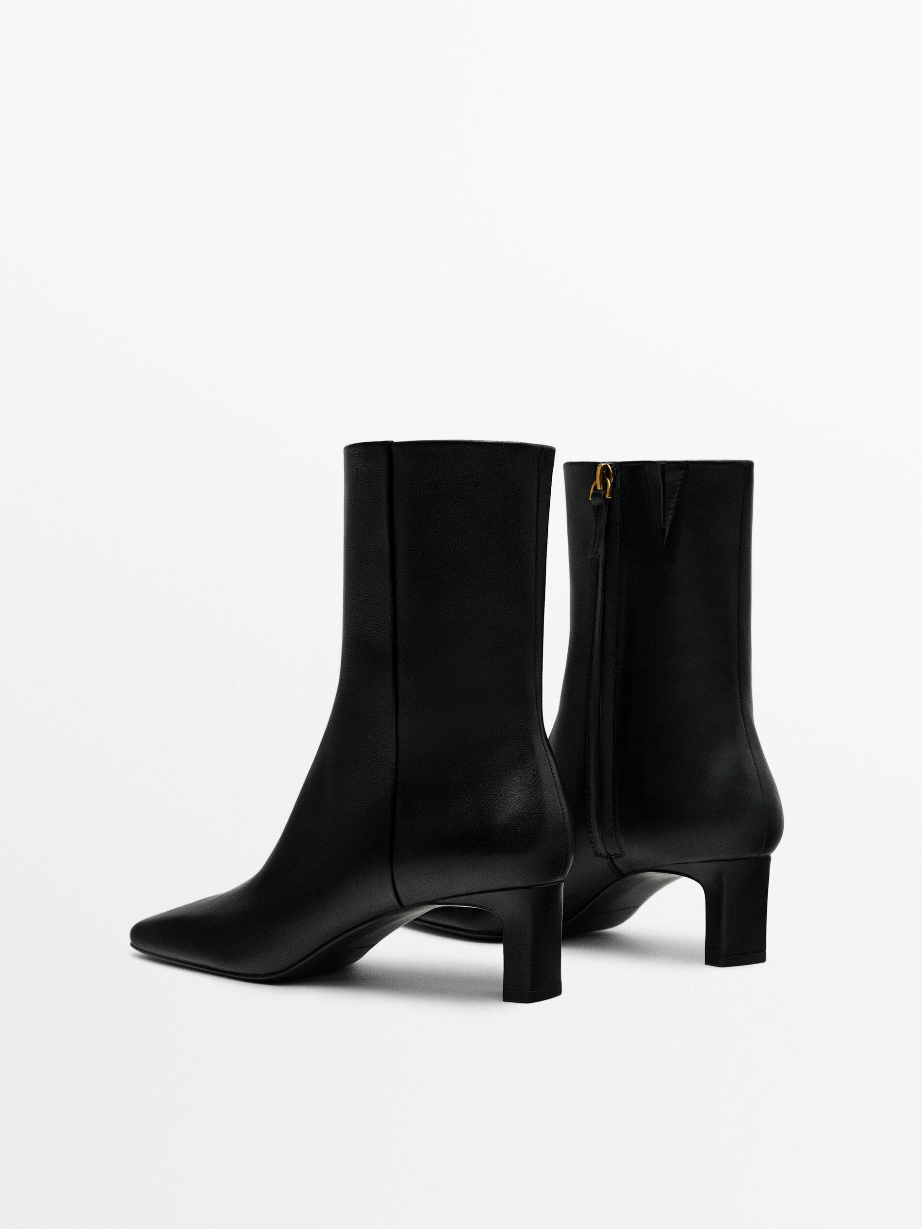 Leather heeled ankle boots | Massimo Dutti US