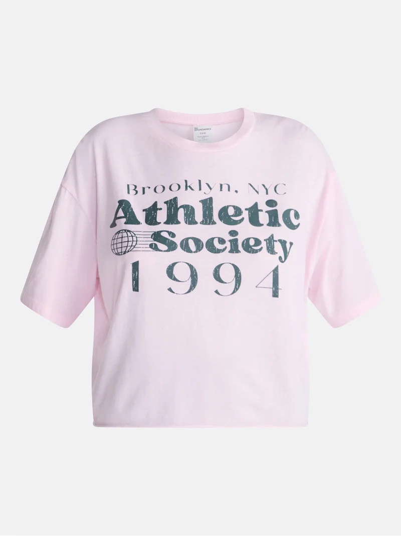 No Boundaries Boxy Cropped Graphic Tee, Women's and Women's Plus XXS-4X | Walmart (US)