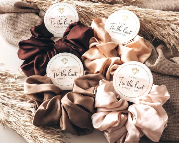 Bridesmaid Satin Scrunchies  Bridesmaid Gifts  Diamond Tag - Etsy | Etsy (US)