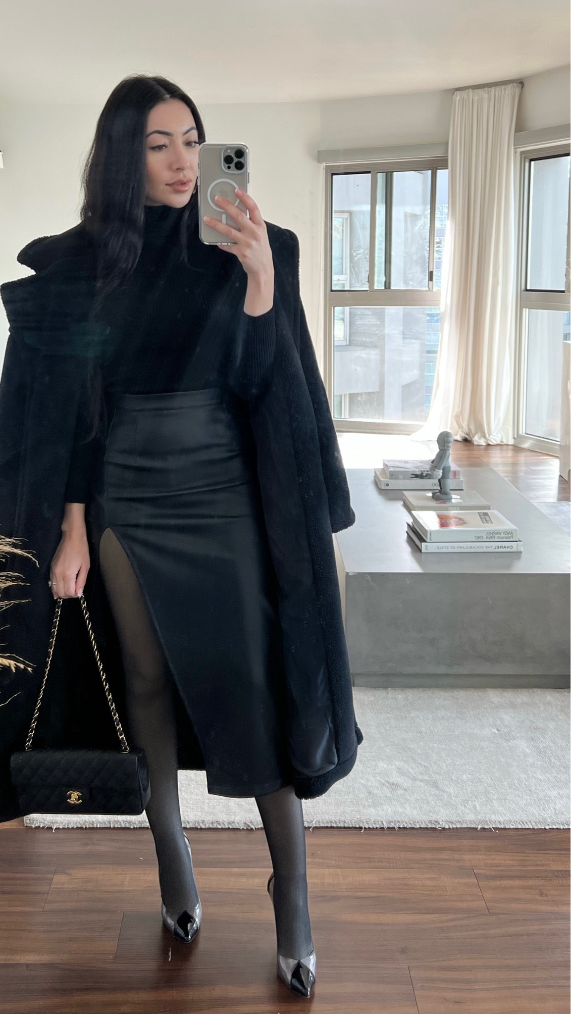 Leather skirt with slit - winter outfit!

Exact products linked: shoes, tights, coat



#LTKshoecrush #LTKSeasonal #LTKunder100