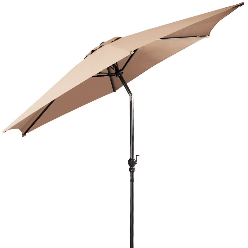Costway 10FT Patio Umbrella 6 Ribs Market Steel Tilt W/Crank Outdoor Garden Beige | Target