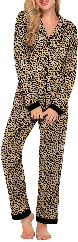 Ekouaer Pajamas for Women Set Long Sleeve Loungewear Soft Button Down Lounge Sets with Pockets Ni... | Amazon (US)