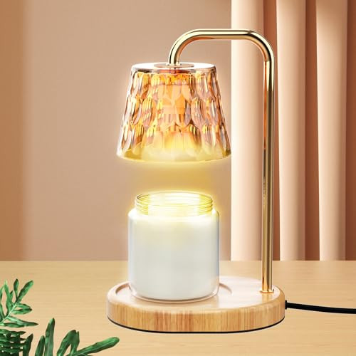 XGRTHREEH Dimmable Candle Warmer Lamp with Timer Electric Candle Warmer for House Warming Decor Candle Lamp Warmer for Jar Candles Wax Melt Warmer Presents for Women Mom Birthday Festival (Gold) | Amazon (US)
