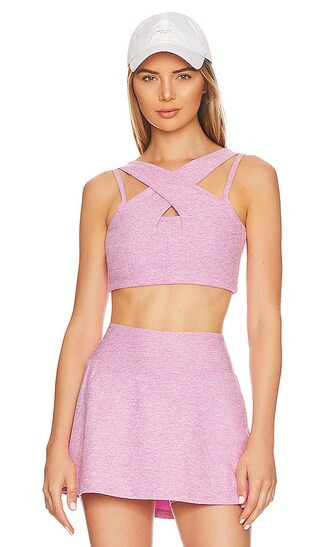 YEAR OF OURS Stretch Double Sports Bra in Blush. - size XS (also in L, M, S, XL) | Revolve Clothing (Global)