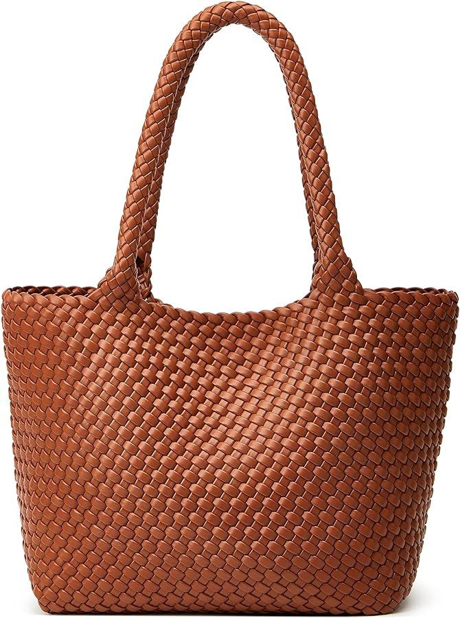 Woven Tote Womens Shoulder Bag: Vegan Leather Work Satchel Retro Handwoven Handbag Large Purse Su... | Amazon (US)