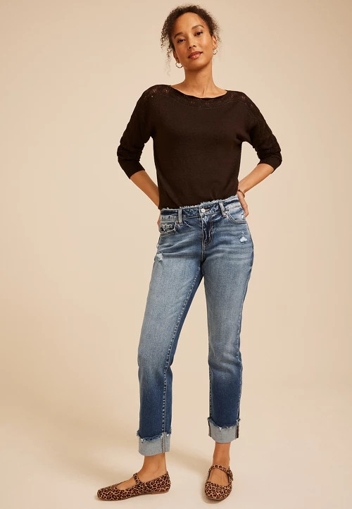 KanCan\u2122 Mid Rise Fray Waist Straight Jeans | maurices | Maurices