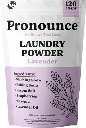 Pronounce Laundry Detergent Powder Alternative | Earth-Derived Ingredients, Eco-Friendly, Safer for Sensitive Skin, Eczema, and Babies. Stain + Smell Fighting. HE Safe (Lavender, 120 Loads). | Amazon (US)