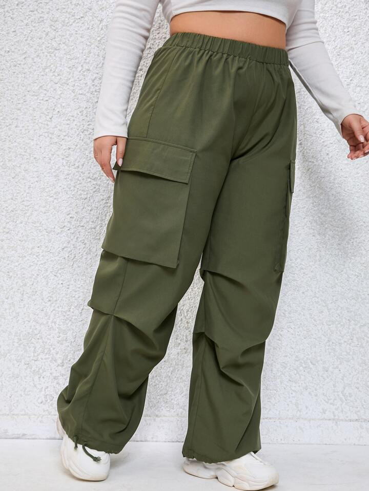 SHEIN EZwear Taglie Forti Pantaloni cargo tasca laterale con patta | SHEIN