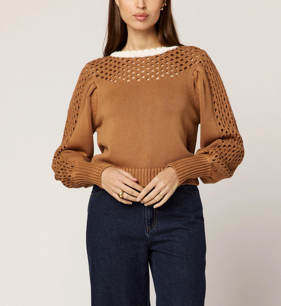 Anwen Sweater | Brown/Ivory | Cleobella