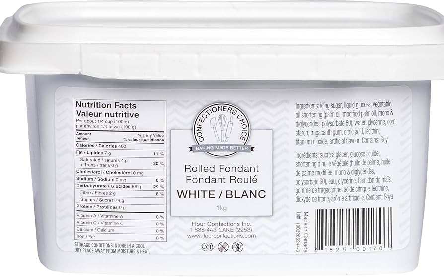 Confectioners Choice White Rolled Fondant. 1Kg | Amazon (CA)