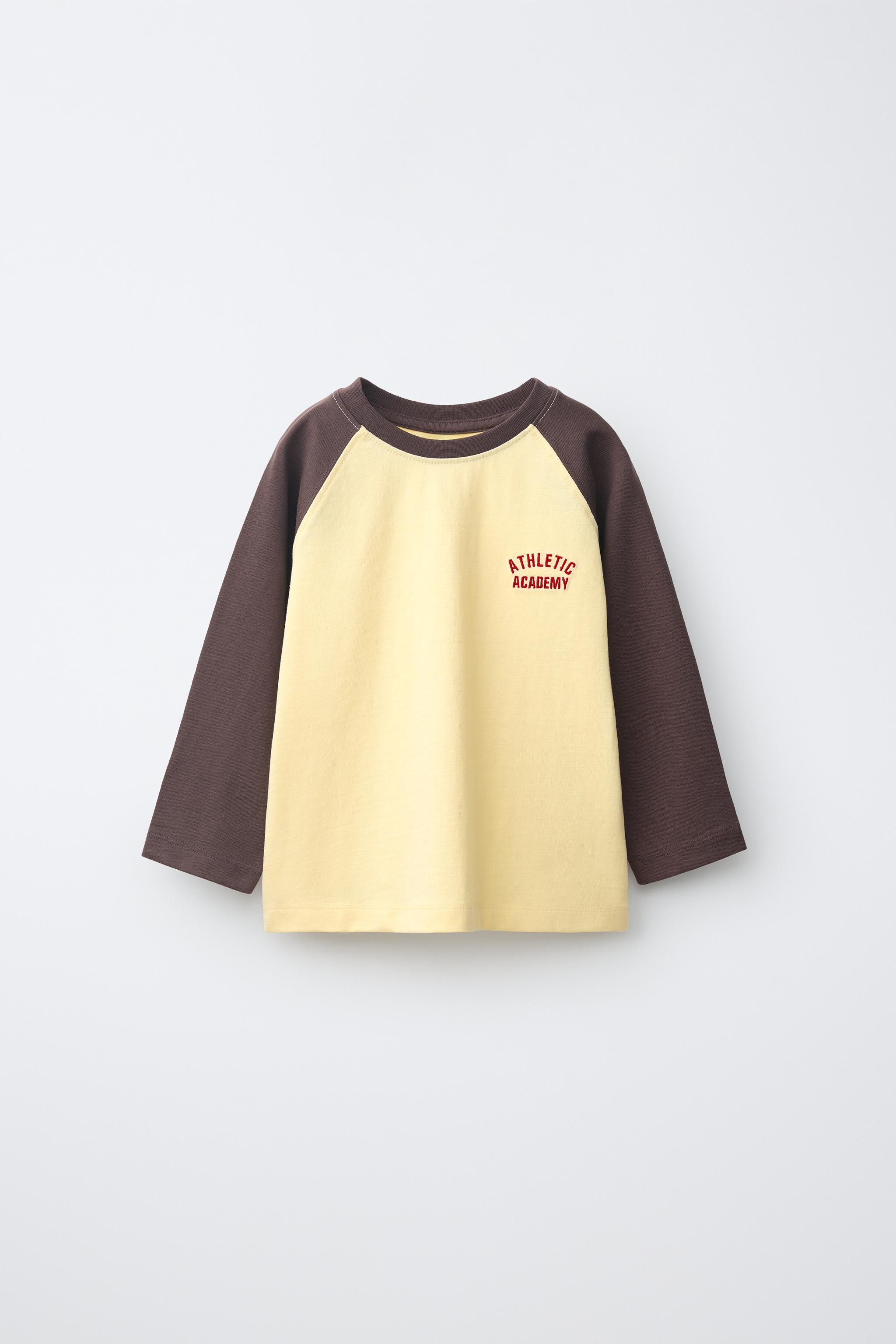 EMBROIDERED TEXT RAGLAN SLEEVE T-SHIRT | Zara US