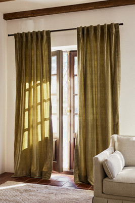 Trova Washed Velvet Curtain | Anthropologie (US)