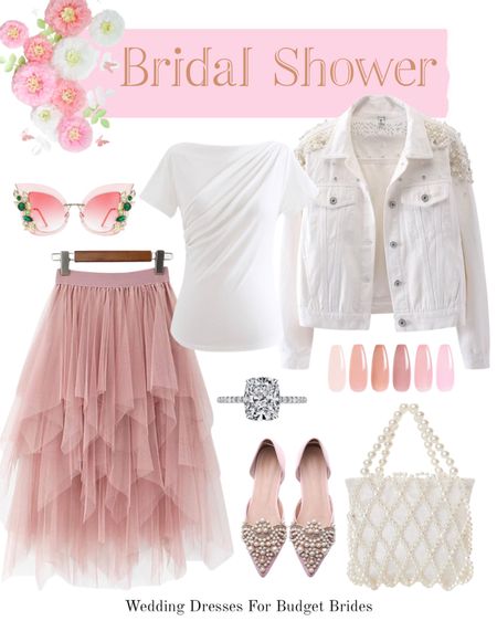 Bridal shower outfit idea for the bride to be. 

Pink tulle skirt. Pink flats. Women’s clothing. Dressy outfit. Amazon sunglasses. Event outfit. Pearl clutch. Bride to be accessories. Casual outfit.. Pink ballet shoes. Engagement photo shoot outfit. Foldable shoes. Wedding shoes. Amazon wedding.

#LTKwedding #LTKSeasonal #LTKstyletip