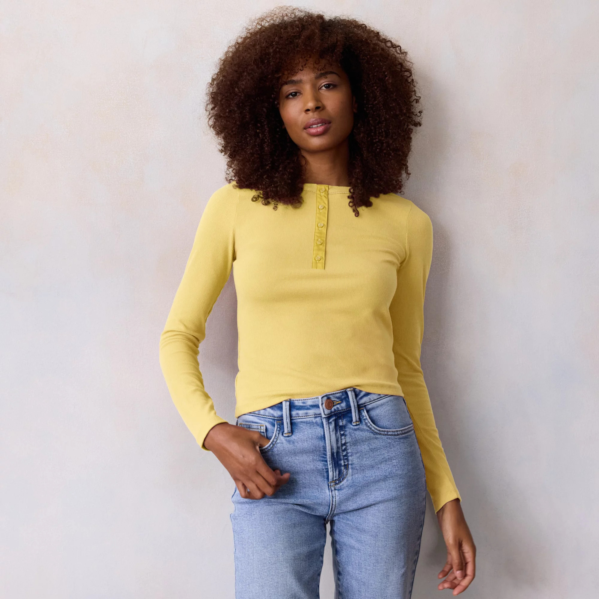 Women’s LC Lauren Conrad Button Front Henley Top | Kohl's