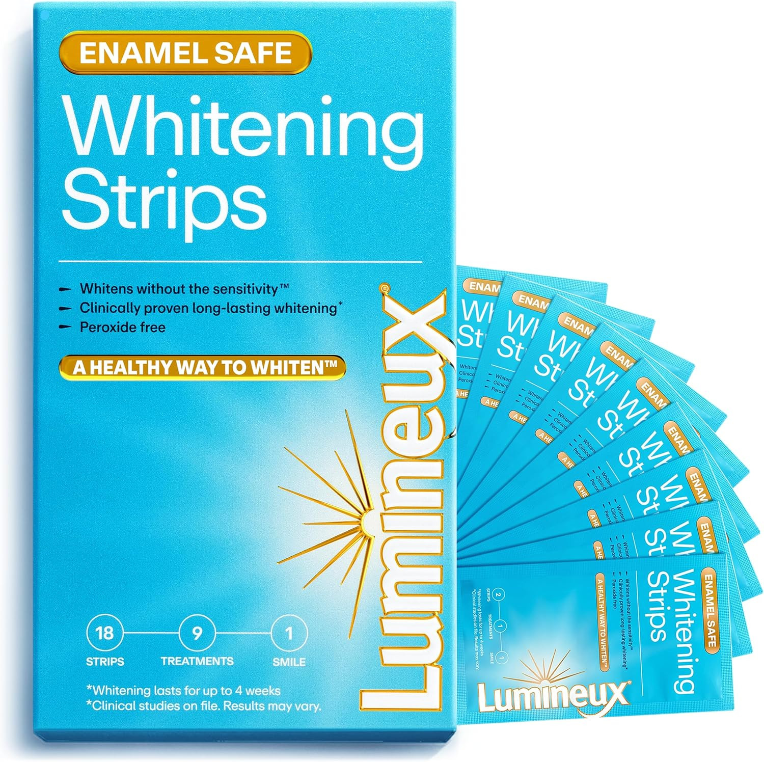Lumineux Teeth Whitening Strips Kit - 9 Treatments (1 Month) - Peroxide Free - Enamel Safe for Wh... | Amazon (US)