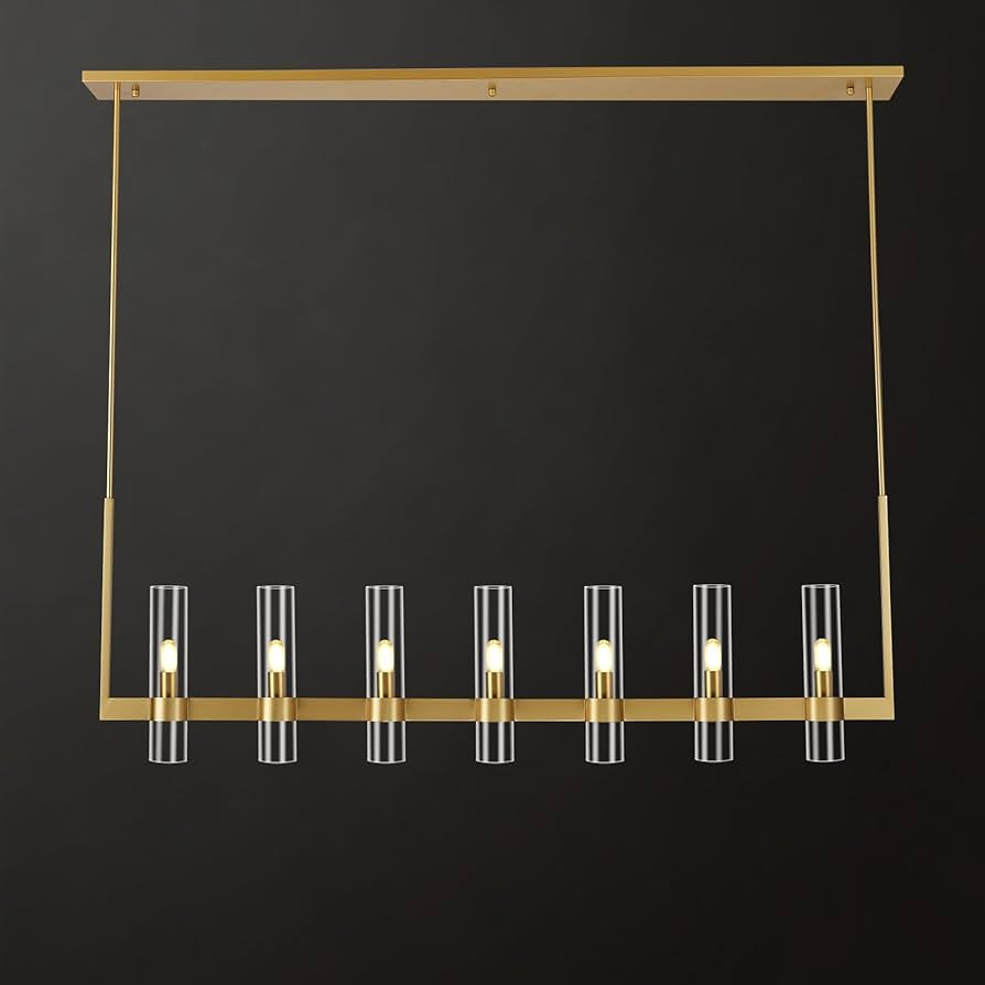 Modern Gold Linear Chandelier 59in,Chandeliers for Dining Room 7-Light, Kitchen Island Lighting F... | Amazon (US)
