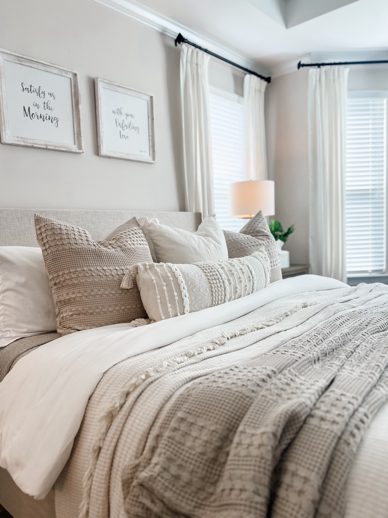 Fun fact: majority of our bedding is from #amazon! My 3rd euro cover arrives today so the middle pillow is a stand in but I’m loving the look of our new bed! 😍🤩

#LTKFindsUnder50 #LTKFindsUnder100 #LTKHome