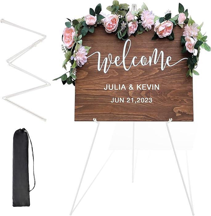 Display Easel Stand for Wedding Sign & Poster 63'' Portable Art Easel for Floor Adjustable Metal ... | Amazon (US)