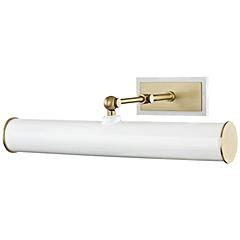 Mitzi Holly 16 1/4" Wide Aged Brass and White Picture Light | Lamps Plus