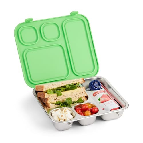 Elk and Friends Kids Stainless Steel Bento Box with Silicone Lid | Leak-proof | Toddlers Lunch Container | 4 Compartments | Dishwasher Safe | Amazon (US)