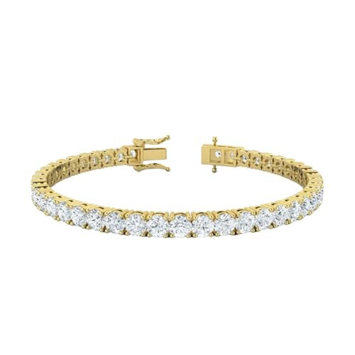 Shop QSE 5.00 Carat IGI Certified Lab Grown Diamond Tennis Bracelet for Women 14K Yellow Gold Lab Grown Diamond Bracelet for Men Prong Setting Round Cut Jewelry Size 7.5" (E-F Color, VS1-VS2 Clarity) | Amazon (US)
