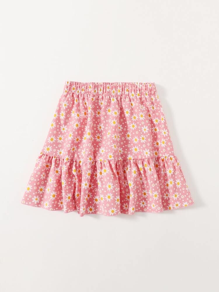 SHEIN Ruffle Hem Ditsy Floral Skirt | SHEIN