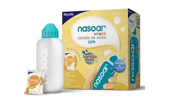 Nasoar Infantil 0,9% Com 15 Envelopes + Frasco Para Lavagem - Pague Menos | Medicamentos e Manipu... | Pague Menos BR