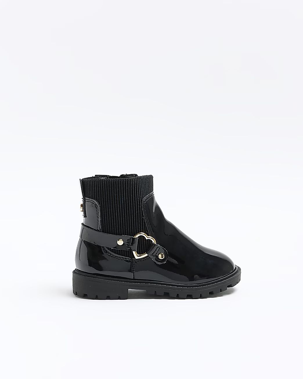 Mini girls black heart strap chelsea boots | River Island (UK & IE)