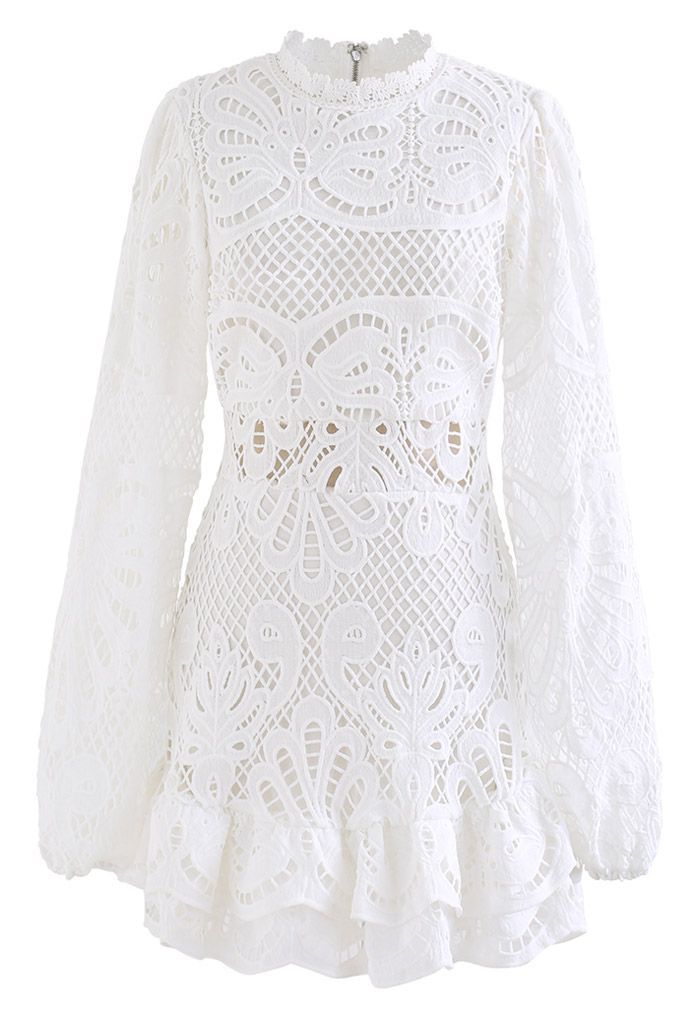 Endless Adoration Crochet Hollow Out Mini Dress | Chicwish