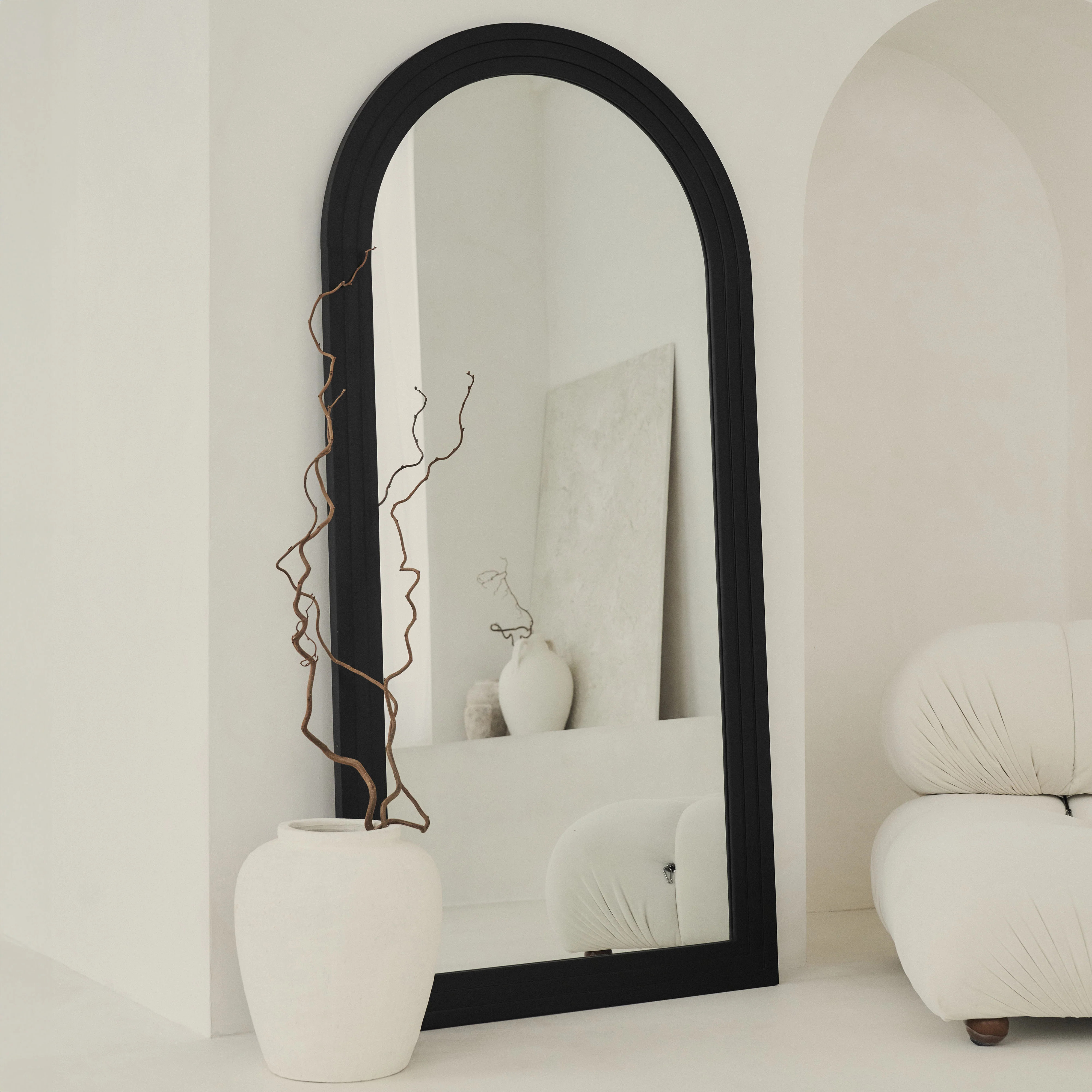 Luciano - Large Full Length Arched Black Mirror 180cm x 90cm | William Wood